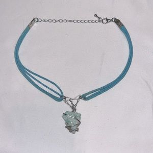 Silver and blue crystal chocker